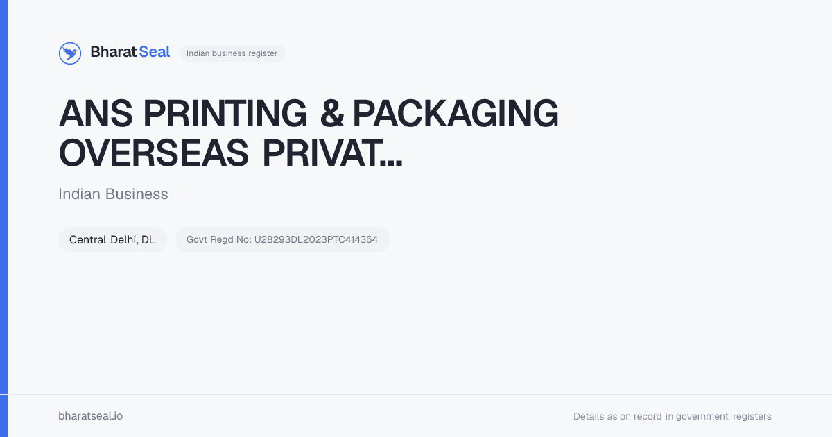Ans Printing & Packaging Overseas Private Limited, Central Delhi, Delhi ...