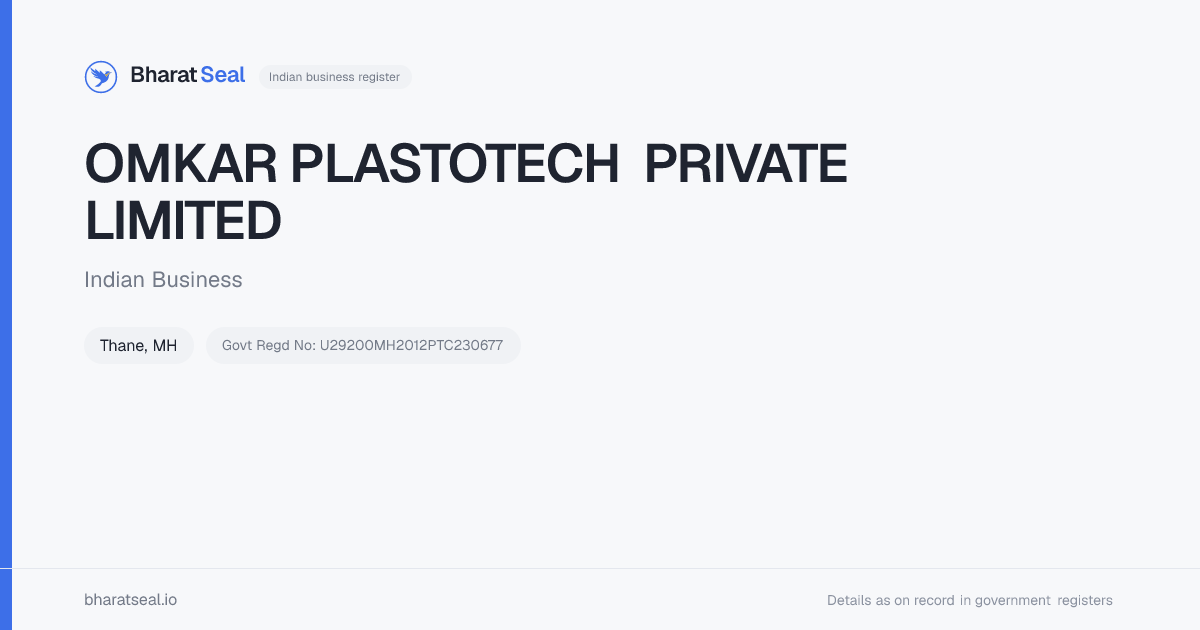 Omkar Plastotech Private Limited, Manufacturing (Machinery and ...